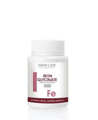 Дієтична добавка Гліцинат заліза Iron Glycinate, 60 рослинних капсул в баночці 4820171415436 фото
