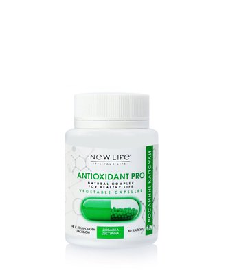 Дієтична добавка Antioxidant Pro Антиоксидант Про - для збереження молодості та уповільнення старіння, 60 рослинних капсул в баночці 4820171414361 фото