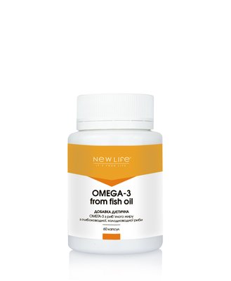 Диетическая добавка Omega-3 from fish oil Омега-3 из рыбьего жира глубоководной, холодноводной рыбы, 60 капсул в баночке 4820258110179 фото