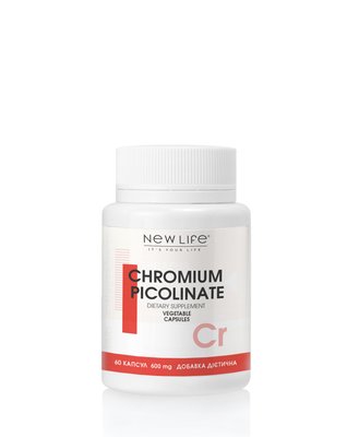 Дієтична добавка Піколінат Хрома Chromium Picolinate -  регулює рівень глюкози в крові, 60 рослинних капсул у баночці 4820171415238 фото